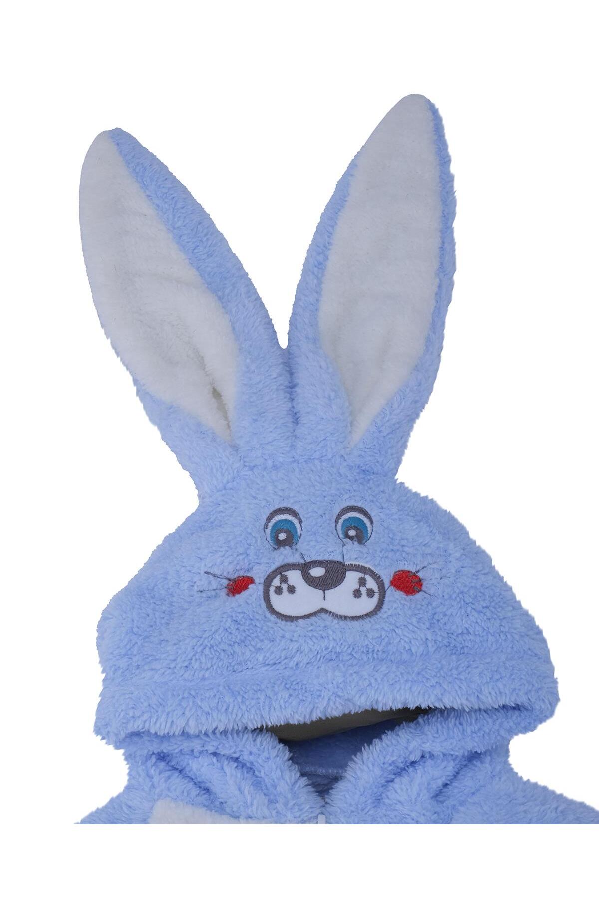 Genel Markalar Unisex Çocuk Kız Erkek Tavşan Kulaklı Uyku Tulum Fermuarlı Peluş fotoğrafı 2 (önizleme)