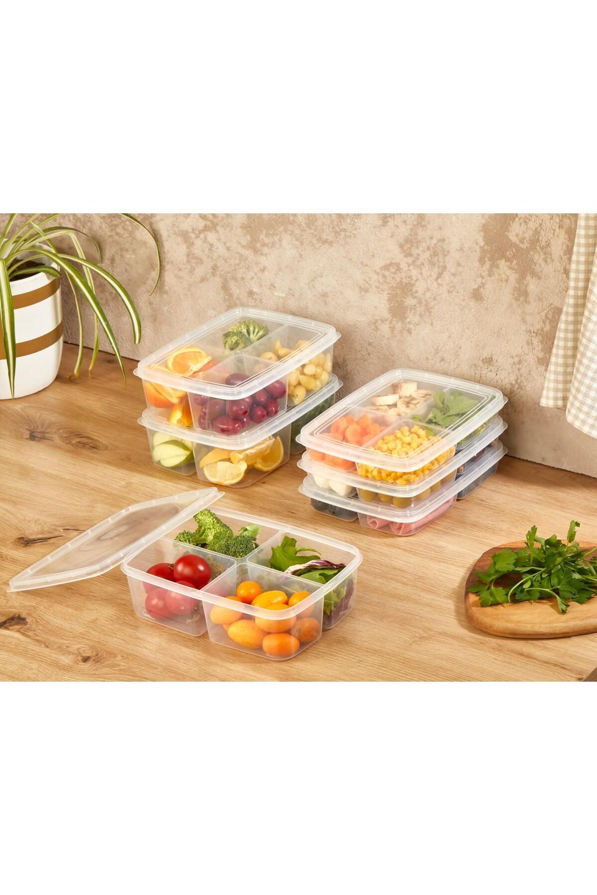 Hayveys home-4 Compartment Plastic Transparent Storage Container with Lid 2