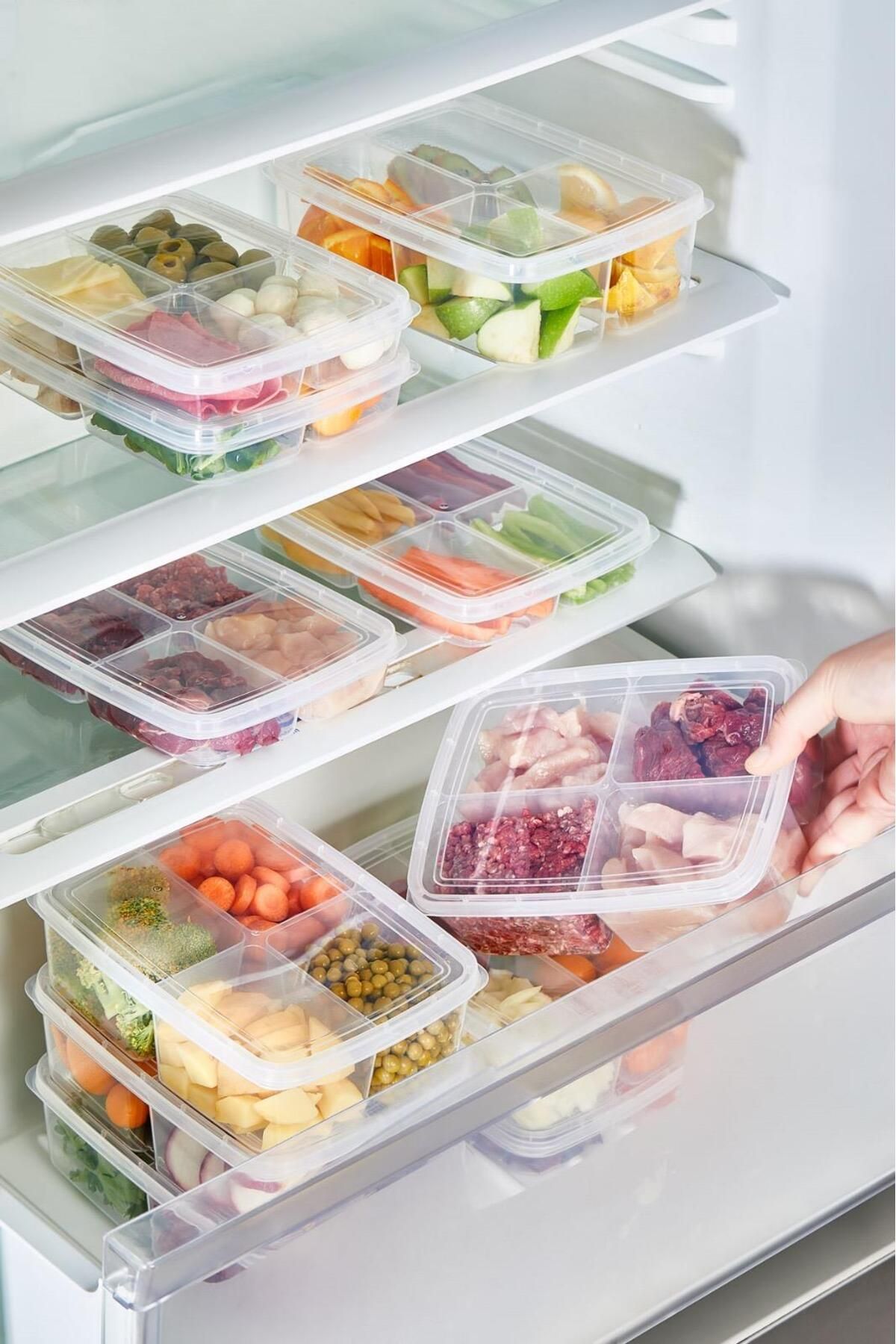 Hayveys home-4 Compartment Plastic Transparent Storage Container with Lid 4