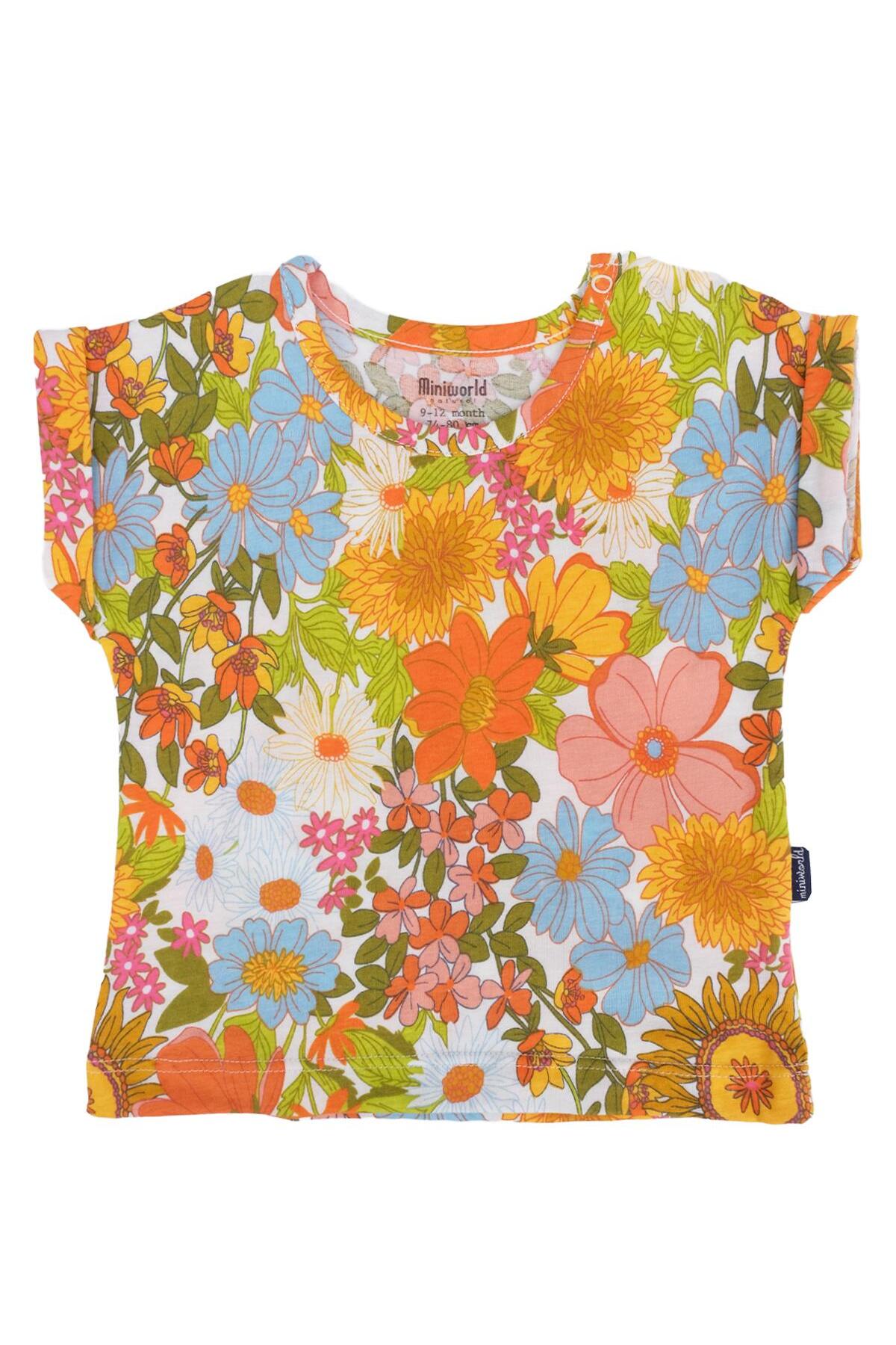 Bebelop Çiçek Baskılı Bisiklet Yaka T-shirt 2'li Set fotoğrafı 3 (önizleme)