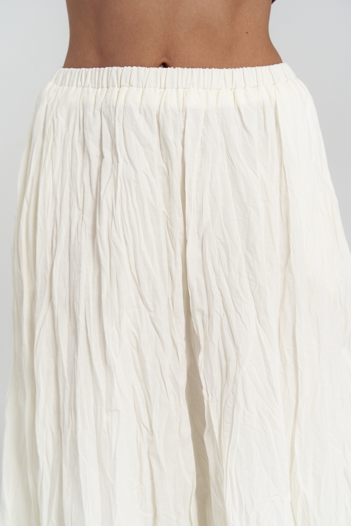 BOHEMAİ  Jayla Kırışık Detay Uzun Ekru Etek - Görsel 6
