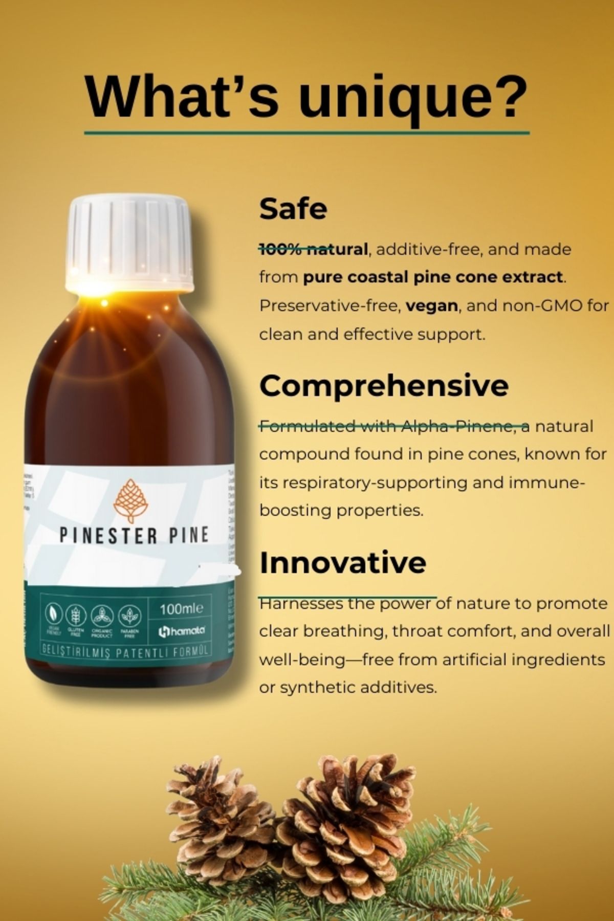 Hamata-Pinester Pine Syrup Supplement – for Respiratory Support & Immune Boost – 100ml 3