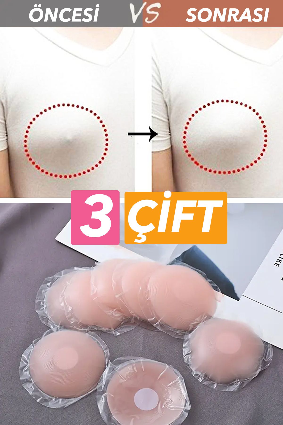 Nactumu 3 ÇİFT Göğüs Ucu Kapatıcı, Silikon Göğüs Ucu Kapatıcı Nipple Pad, Göğüs Kapama Bandı