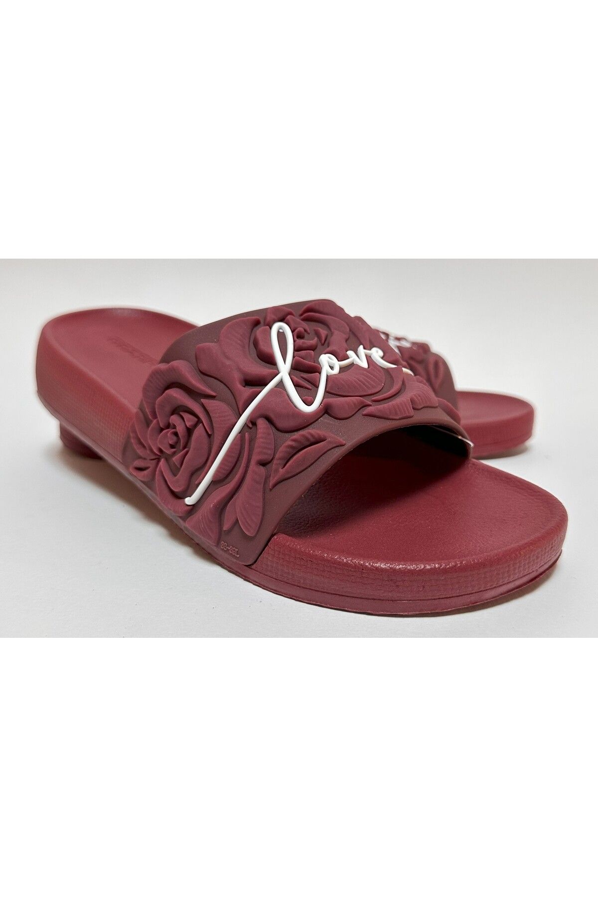 GEZER-Non-Slip Eva Self-Raised Rose Patterned Bordo Daily Women's Home Street and Wet Floor Slippers 3