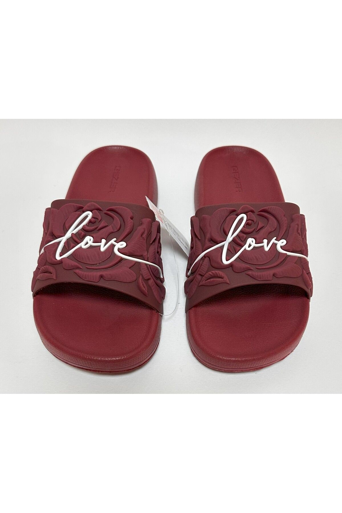 GEZER-Non-Slip Eva Self-Raised Rose Patterned Bordo Daily Women's Home Street and Wet Floor Slippers 5