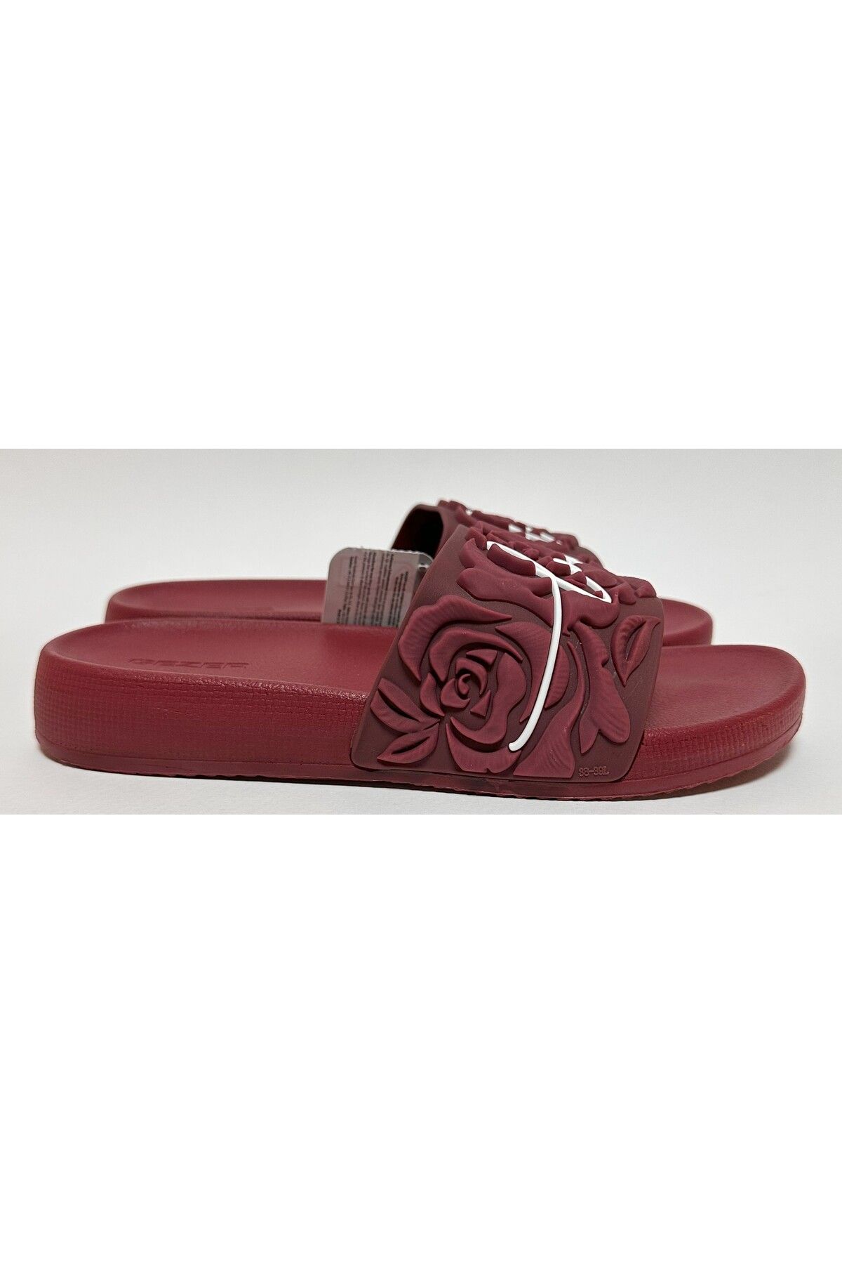 GEZER-Non-Slip Eva Self-Raised Rose Patterned Bordo Daily Women's Home Street and Wet Floor Slippers 7