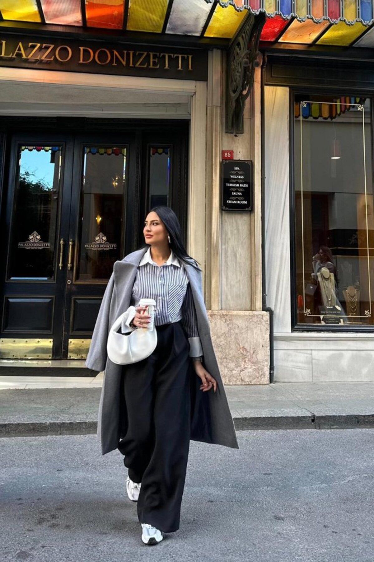 velmorafashion Gri Uzun Kaban