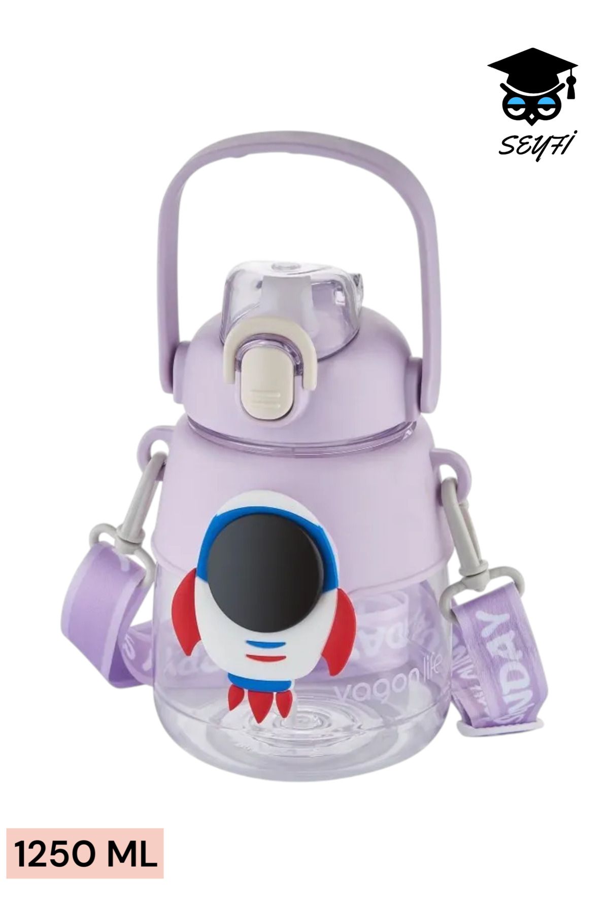 SEYFİKİRTASİYE 1250 ml tritan okul matarası bpa içermez pipetli kilitli kapak tritan plastik suluk vagonlife