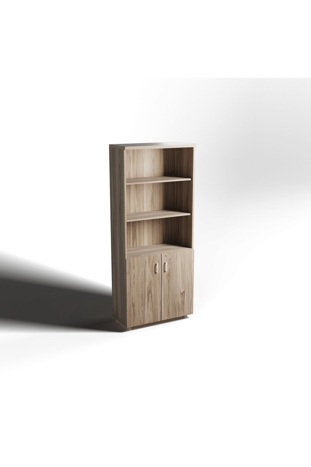 EMC Metal Ofis Mobilyaları Ahşap 2 Kapaklı Büyük Dolap (80X38X190 CM) – Enter Yarım Kapaklı