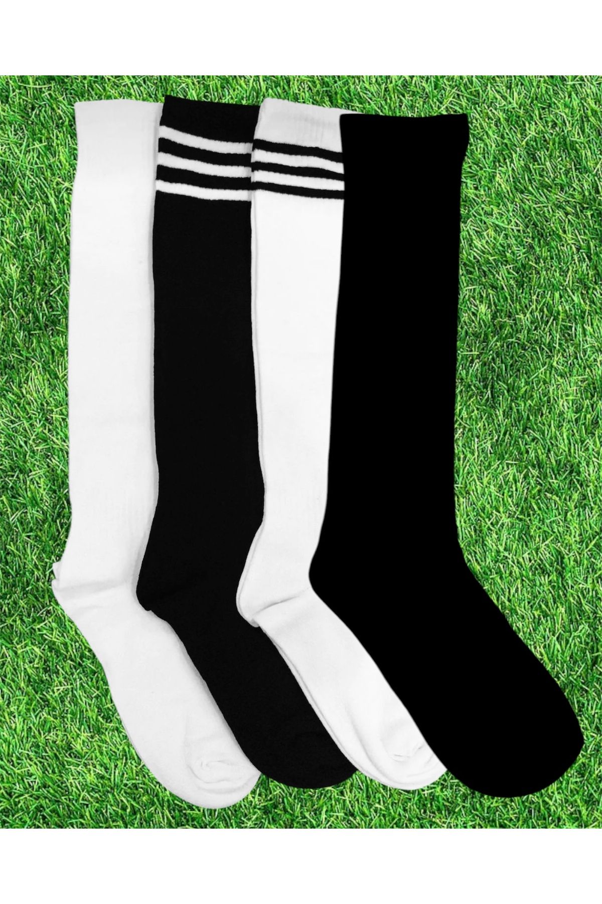 erceys 4 Çift Futbol Çorabı Pamuklu Uzun Konç Tozluk