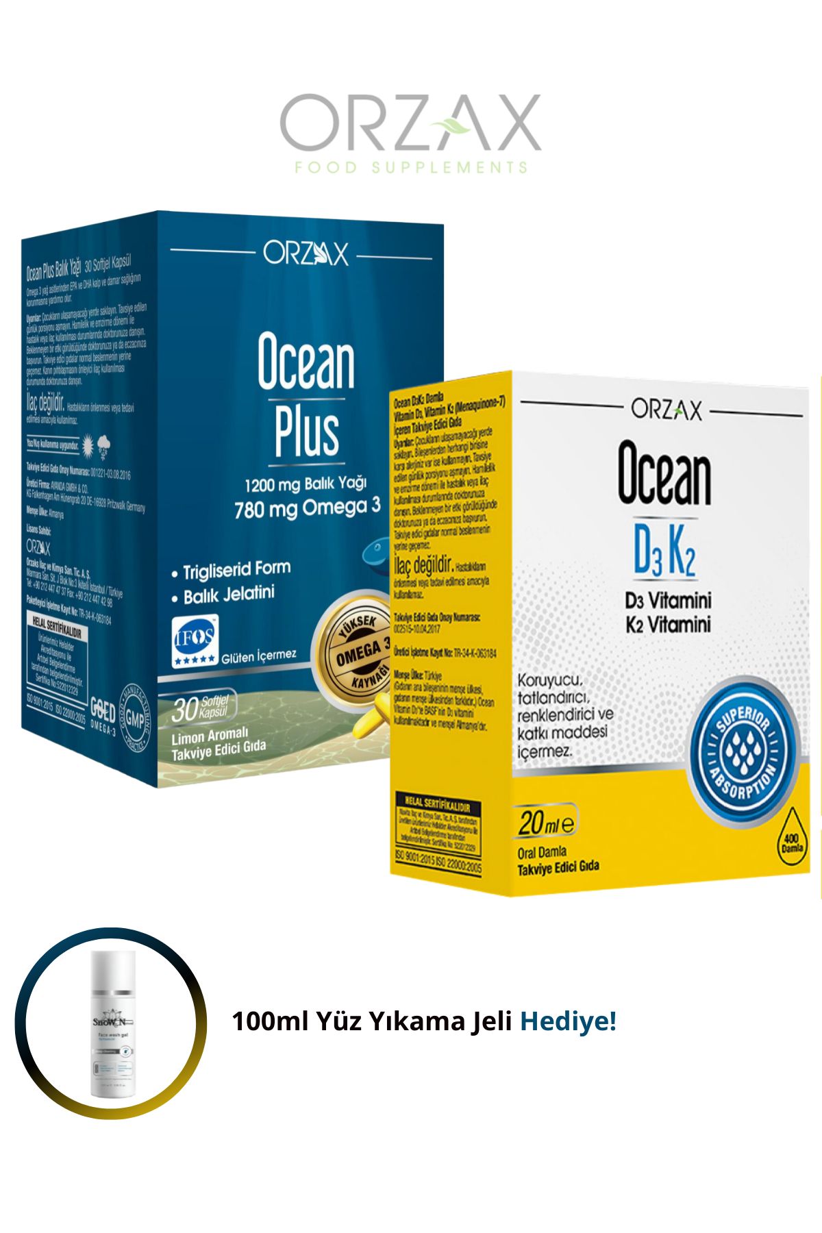 Ocean Omega 3 Plus 30 Softgel - D3K2 Vitamini 20ml Damla (Omega 3 ve D3K2 Vitamini Kombinasyonu)