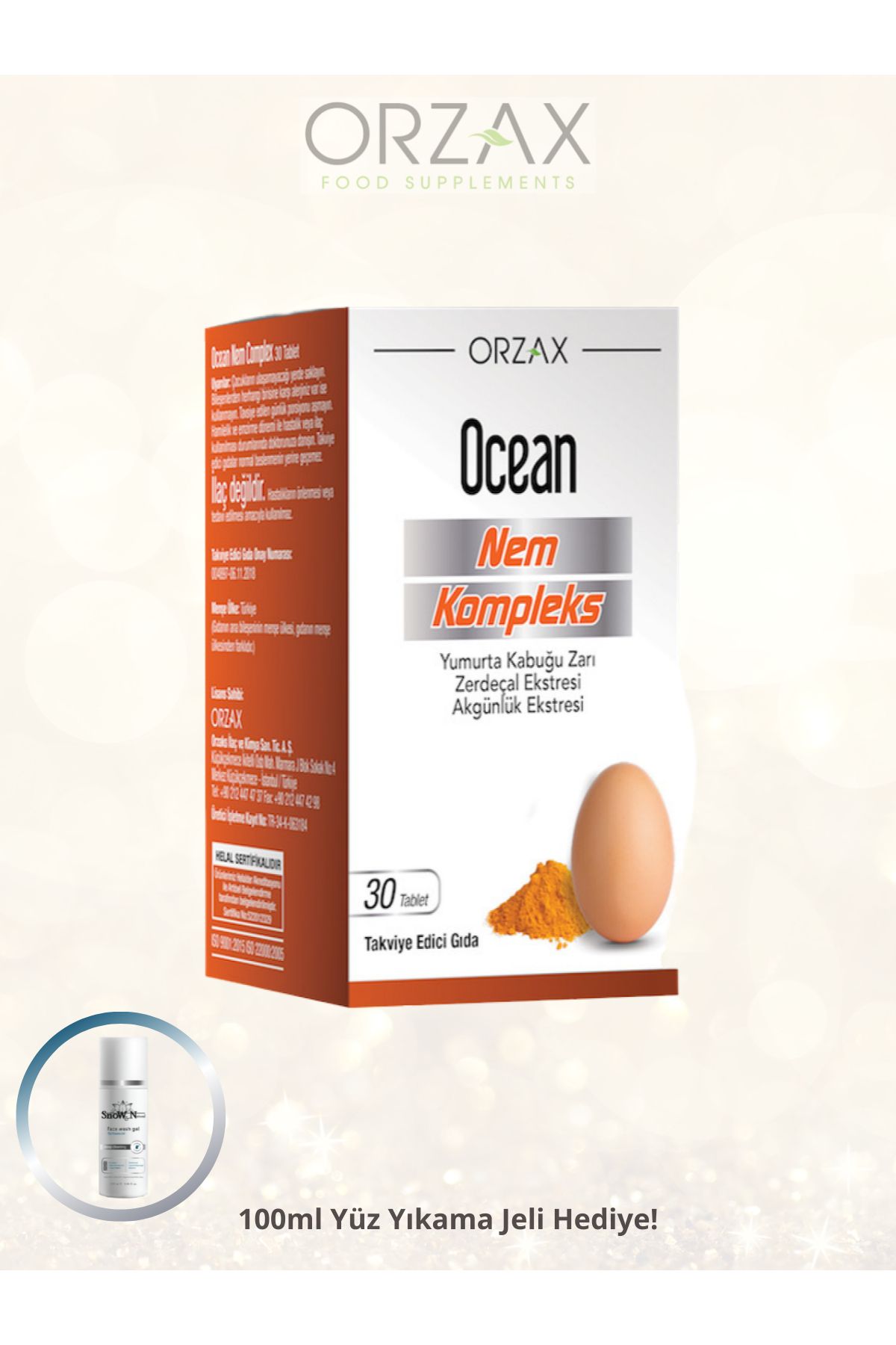 Ocean Nem Kompleks 30 Tablet Bitkisel Takviye + (Yüz Temizleme Jeli 100 ml)