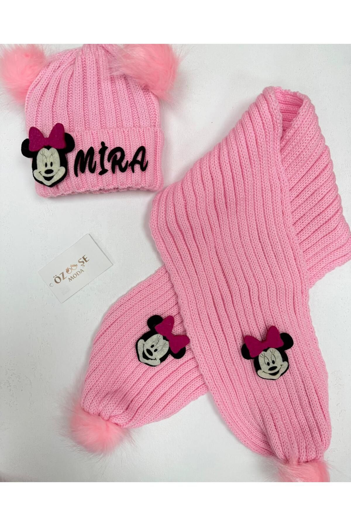 ÖZSEMODA Açık Pembe Atkı Bere Takımı