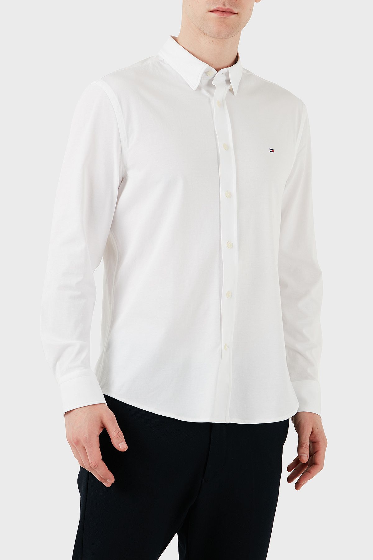 Tommy Hilfiger-With Logo Cotton Regular Fit Long Sleeve Men's Shirt Mw0Mw37580 5