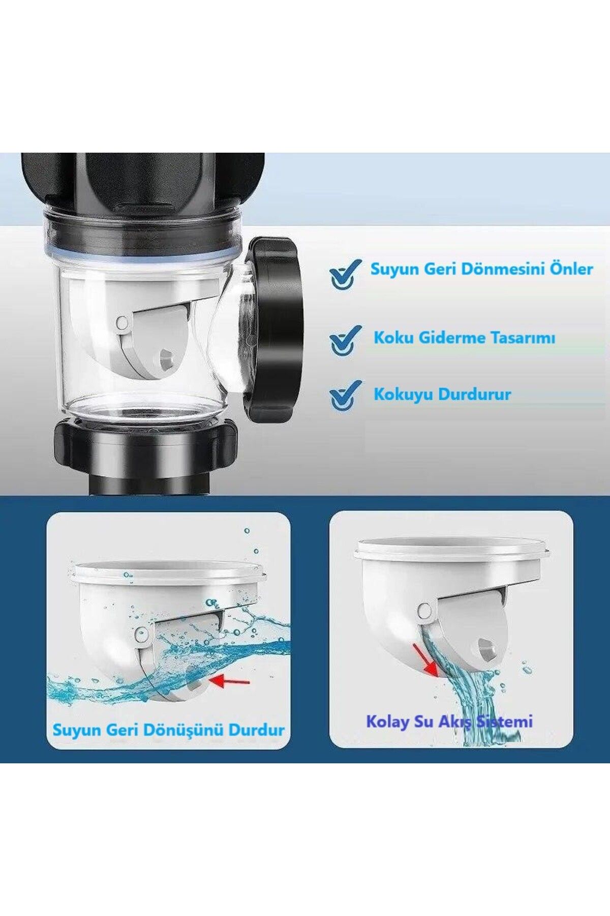 DUHALINE-Anti-Odor New Generation Bellows Sink Siphon under Sink Hose Bidirectional Drain Pipe Sink Bottom Set 4