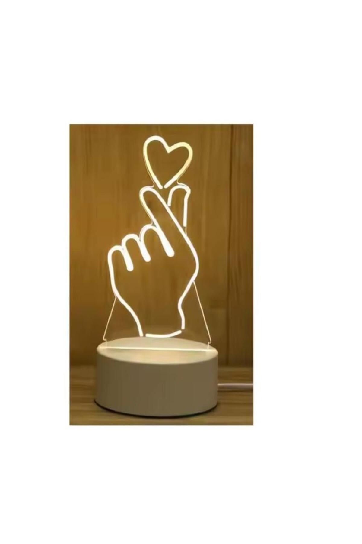 Generic-3D LED love colorful night light cartoon LED desk lamp night light atmosphere light yellow light 3