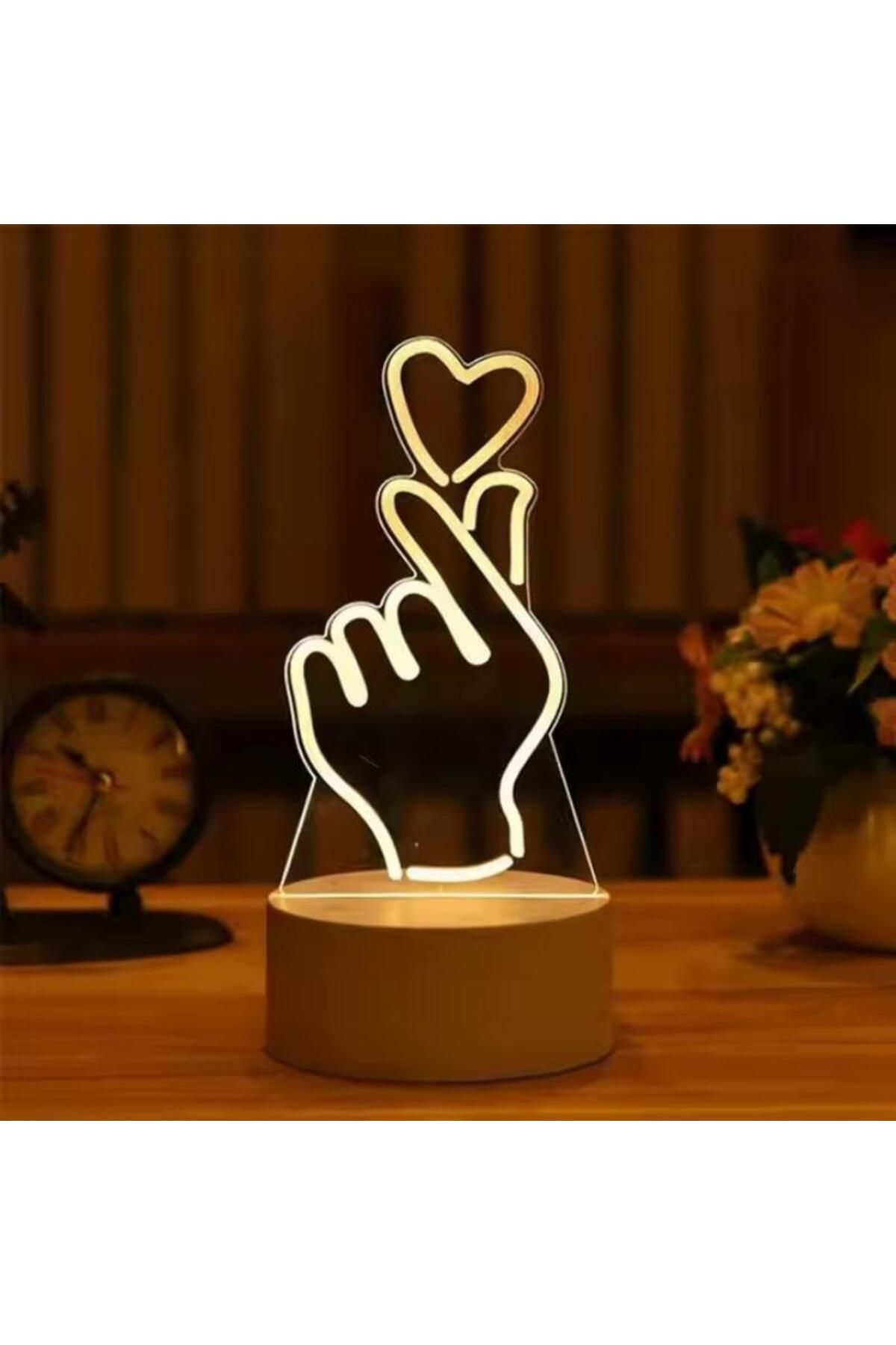 Generic-3D LED love colorful night light cartoon LED desk lamp night light atmosphere light yellow light 5