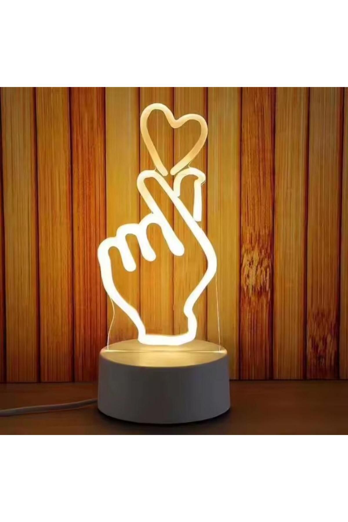 Generic-3D LED love colorful night light cartoon LED desk lamp night light atmosphere light yellow light 2