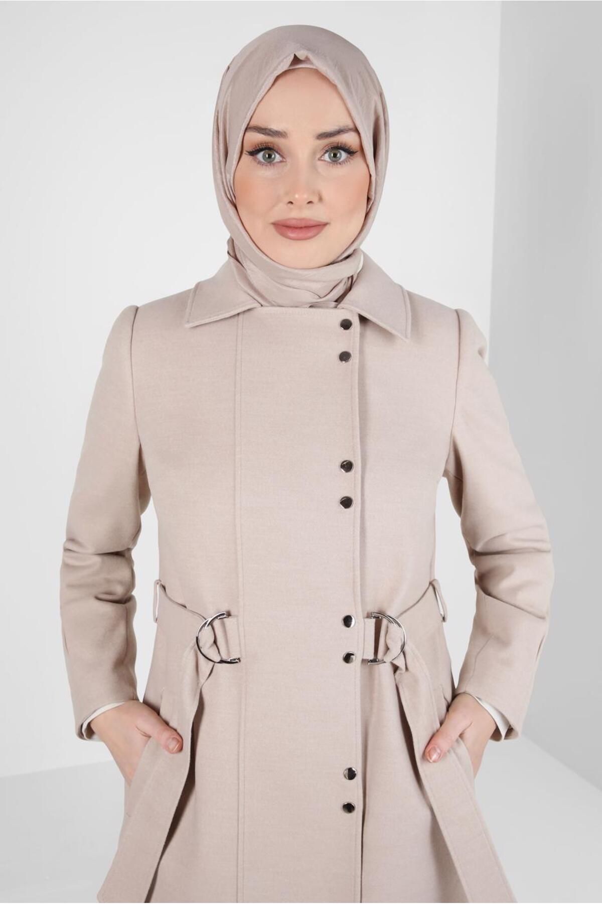 مانتو چسب دار کمربند 90449 Alvina