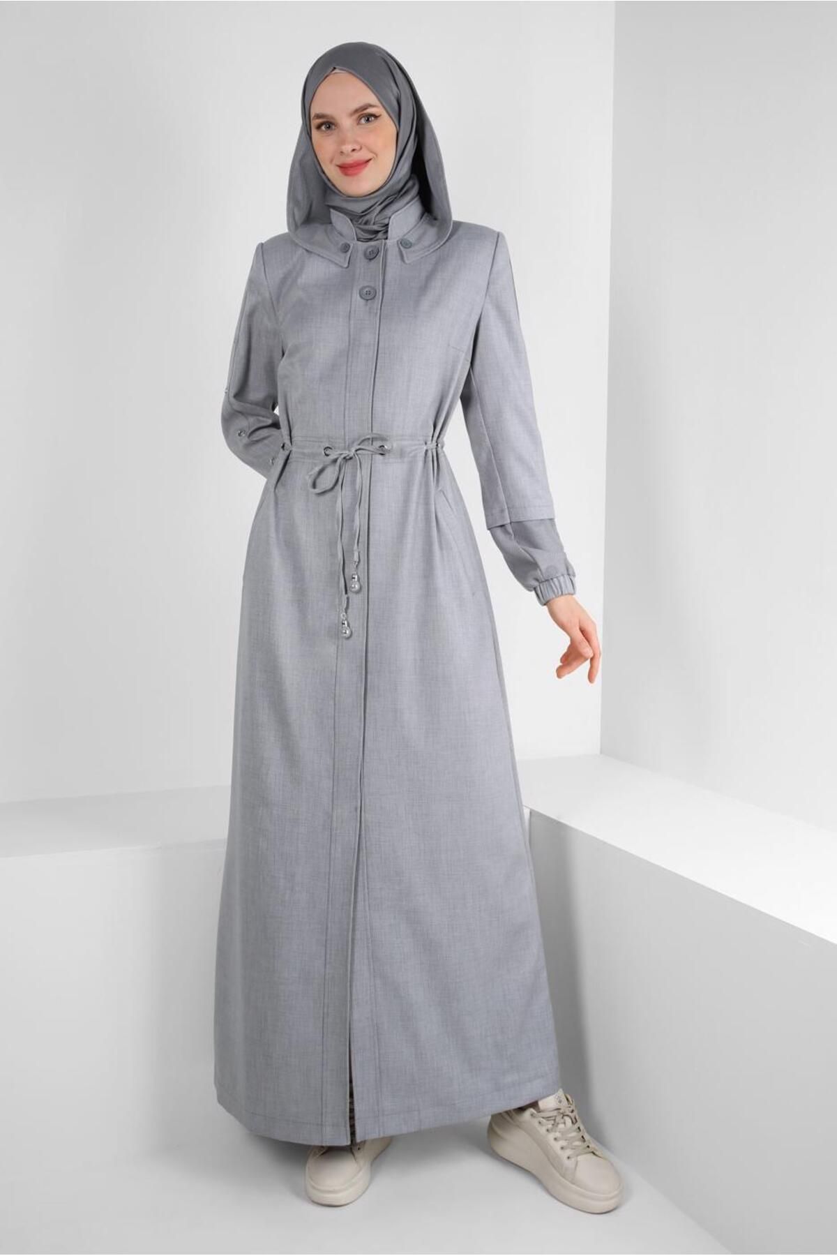 مانتو HOODED WAITED DRESSED 10777 Alvina