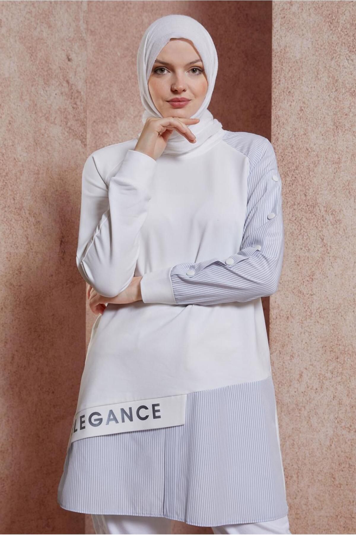 تونیک لباس ورزشی چاپی متنی 44619 Alvina