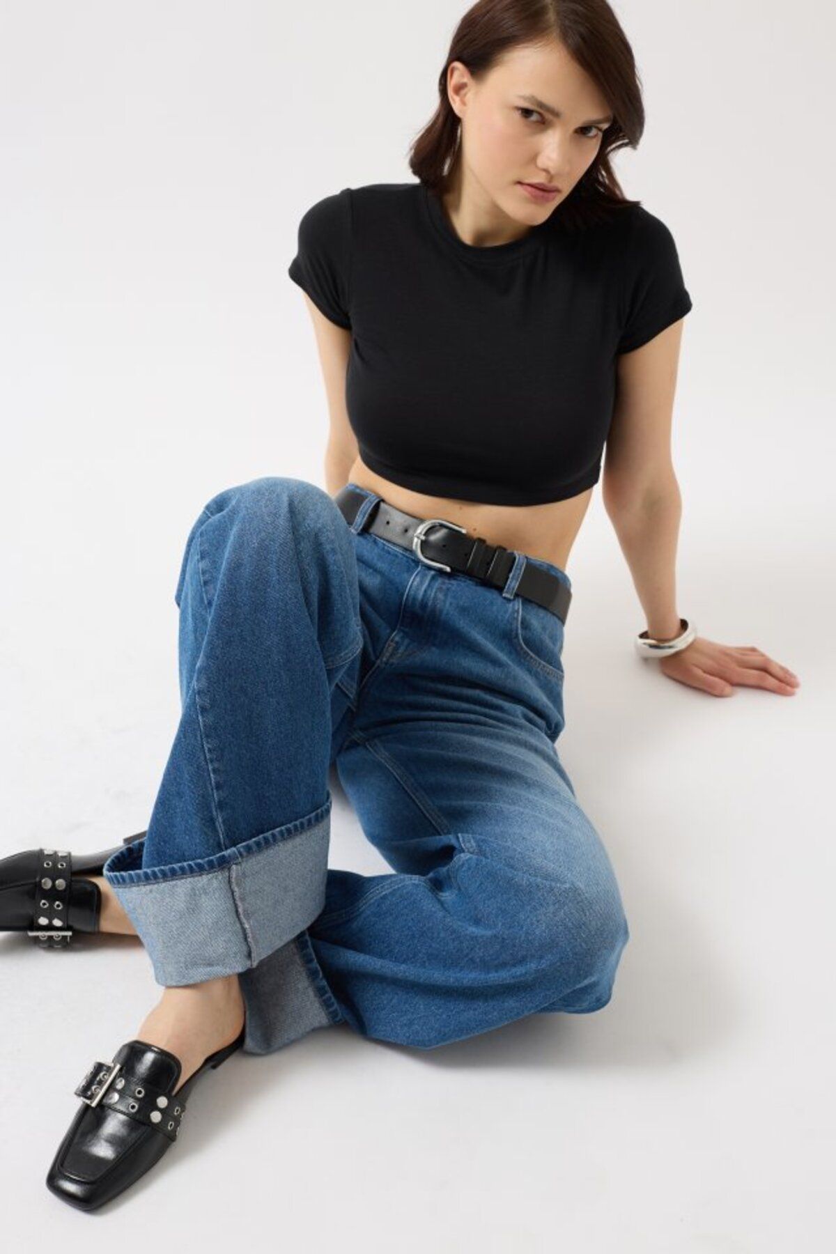 jupiter global bazaar Likralı Basic Crop T-Shirt