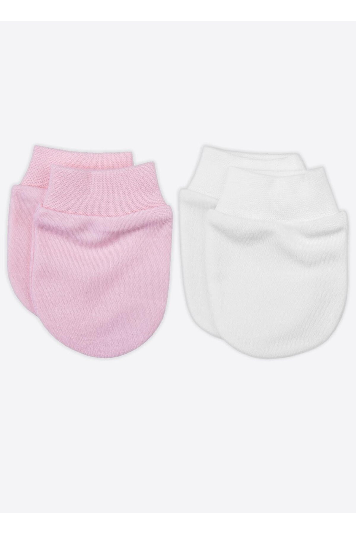 kitikate-Organic Basic 2-Piece White Pink Gloves 1