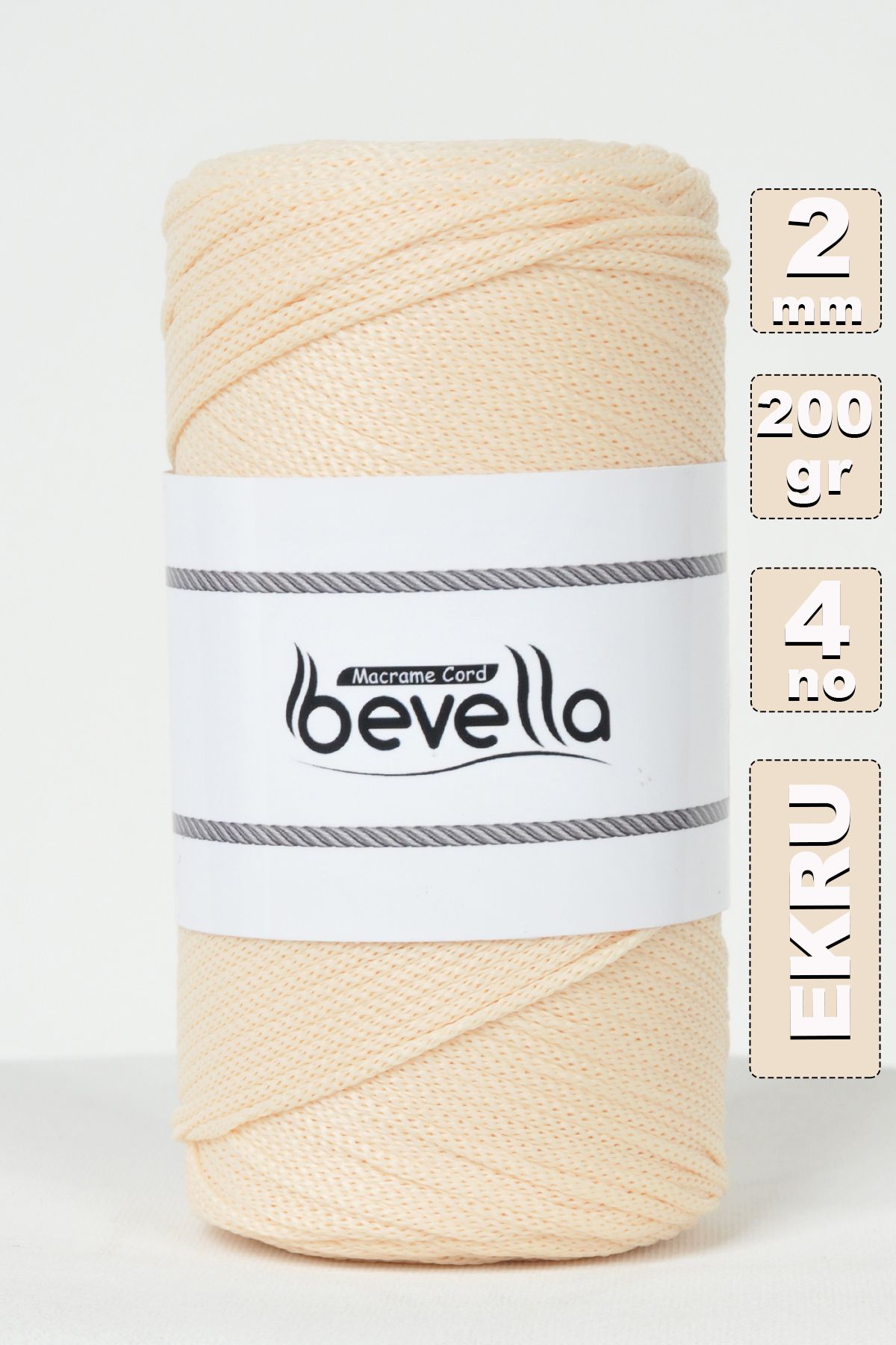 Bevella Macrame Cord-2 مم - 200 جرام خيط حقيبة مع Estrik Macrame IP Macro وChalsa IP 1