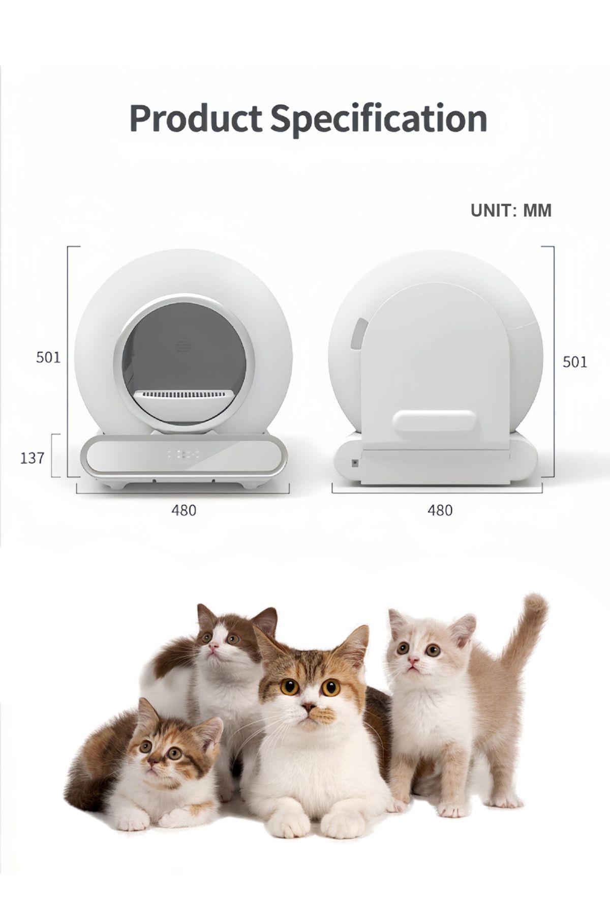 KidLe-Automatic Cat Litter Box Self Cleaning Cat Litter Box Capacity Smart Cat Litter Box 4