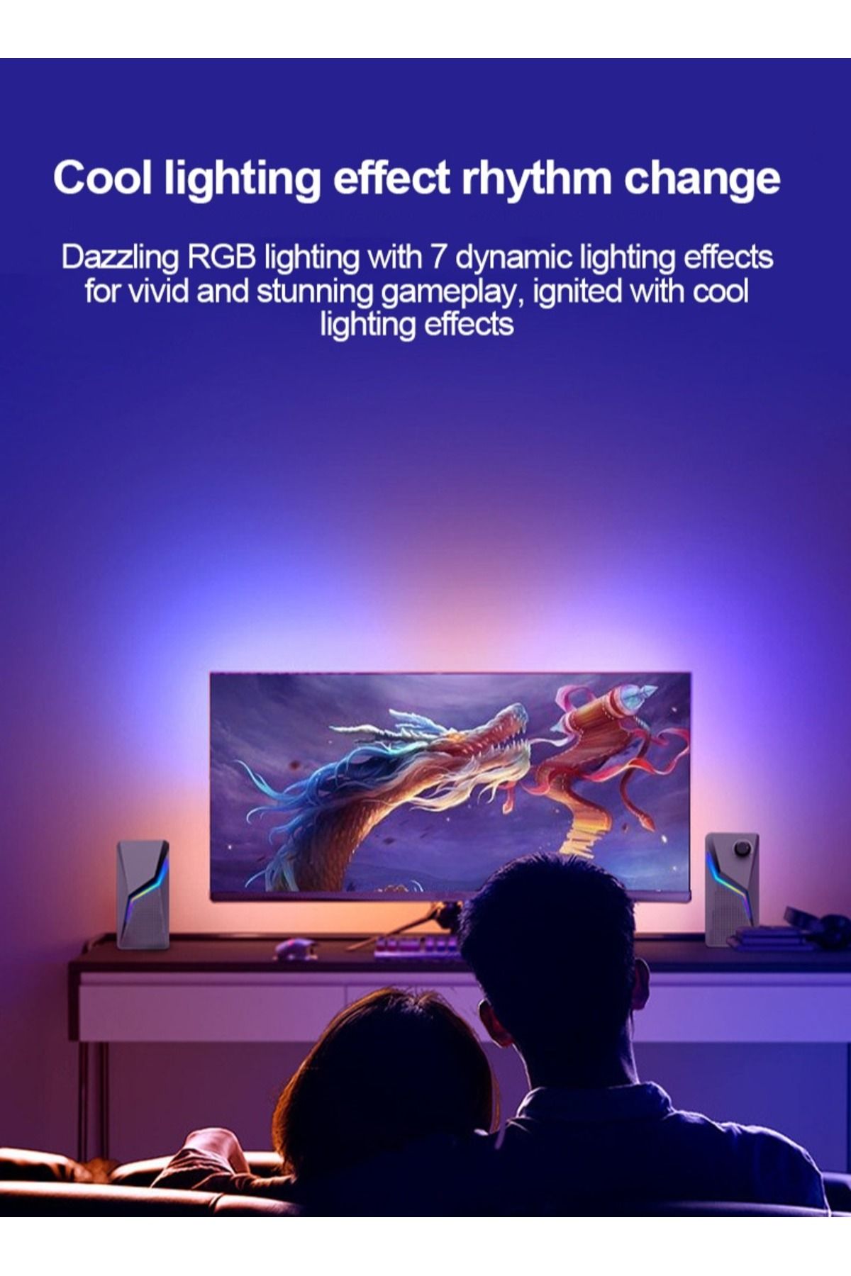 FlashHawk-RGB Desktop USB PC Speaker,Wired Stereo Sound Speaker for Computer Notebook 5