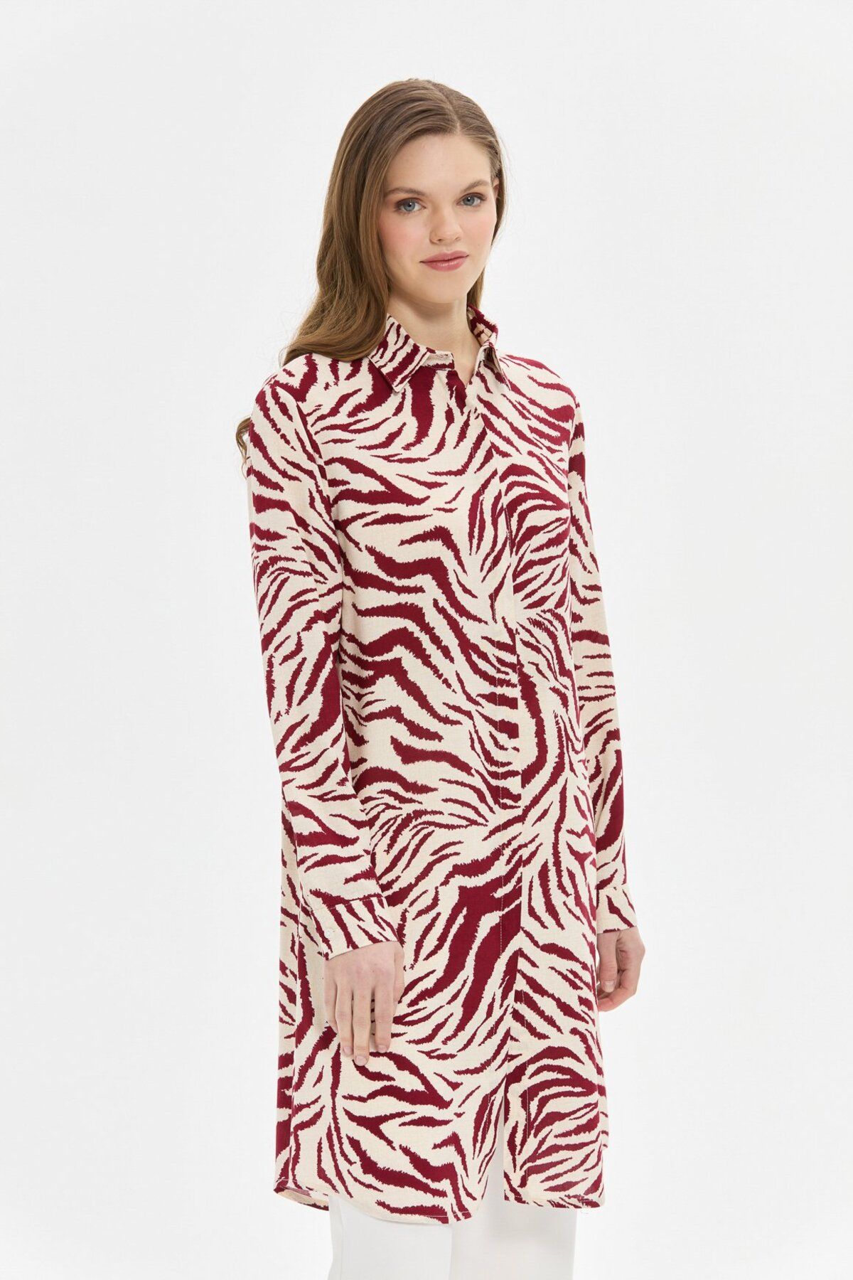 Esswaap-Zebra Patterned Tunic Claret Red 5