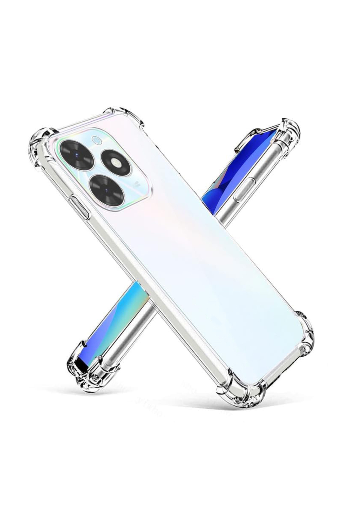 Tecno Spark 20 ile Uyumlu Kapak Kamera Korumalı Airbag Antishock Köşe Korumalı Şeffaf Silikon Kılıf