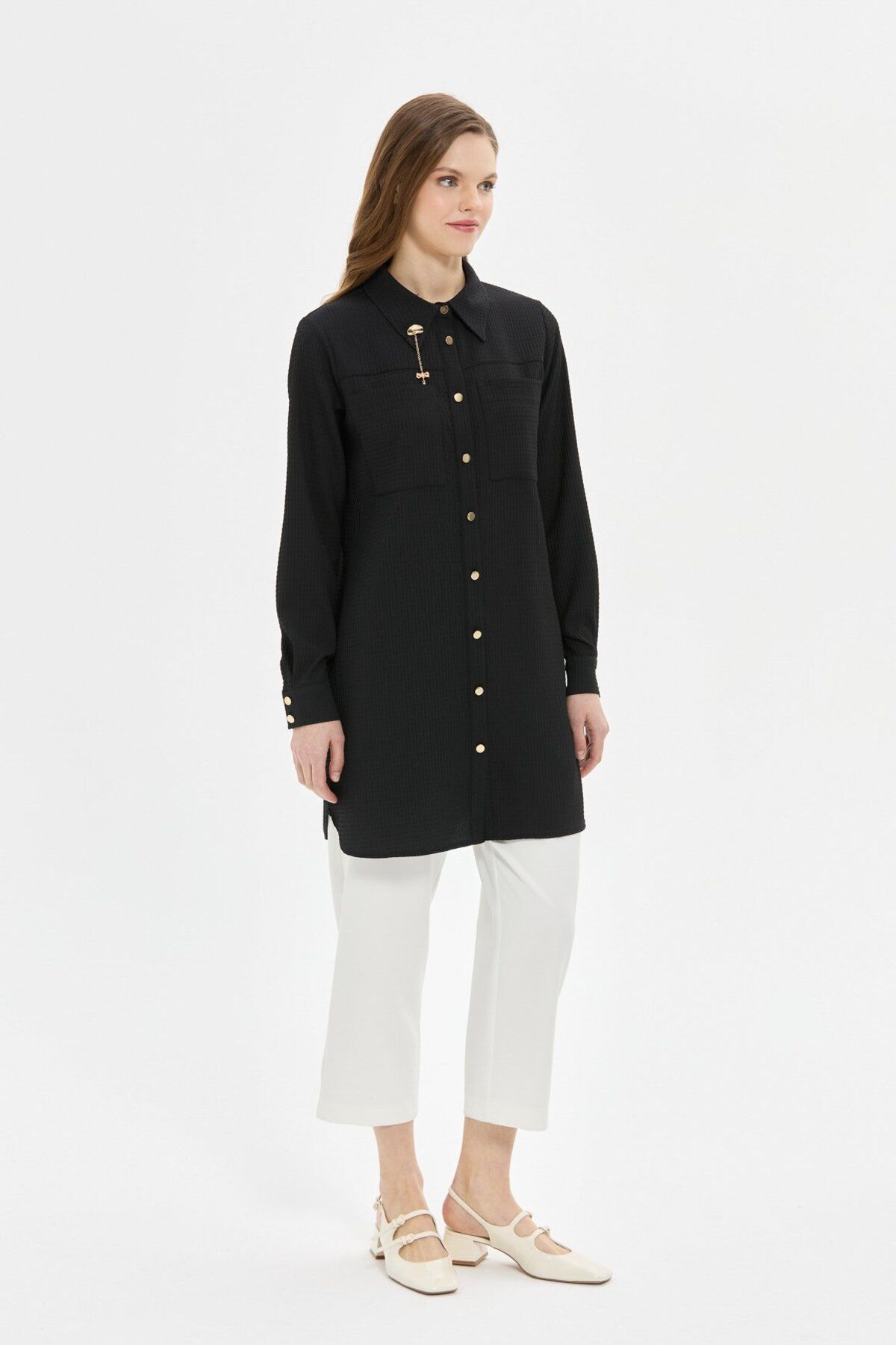 Esswaap-Stylish and Comfortable Black Double Pocket Tunic 2