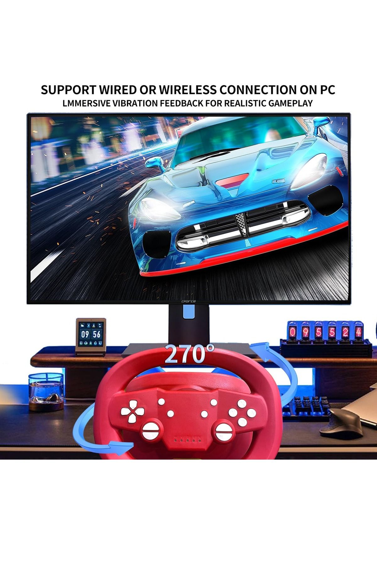 FlashHawk-Bluetooth Racing Steering Wheel with Paddle Shifters, Wireless Wired Dual-Mode Steering Wheel 7