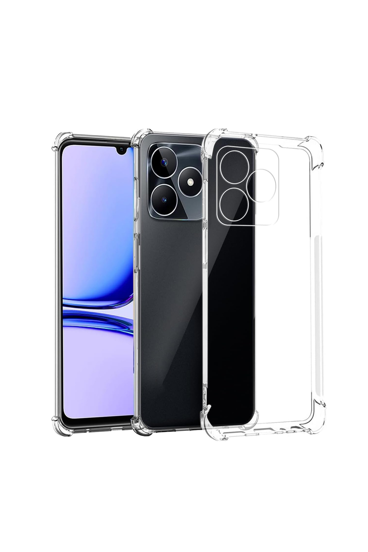 Realme Note 50 ile Uyumlu Kapak Kamera Korumalı Airbag Antishock Köşe Korumalı Şeffaf Silikon Kılıf