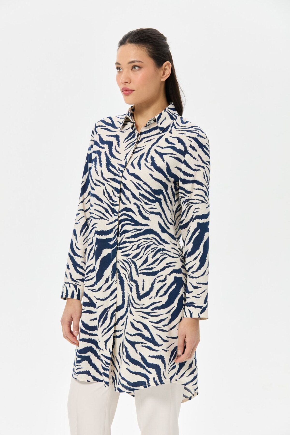 Esswaap-Zebra Patterned Tunic Navy 5