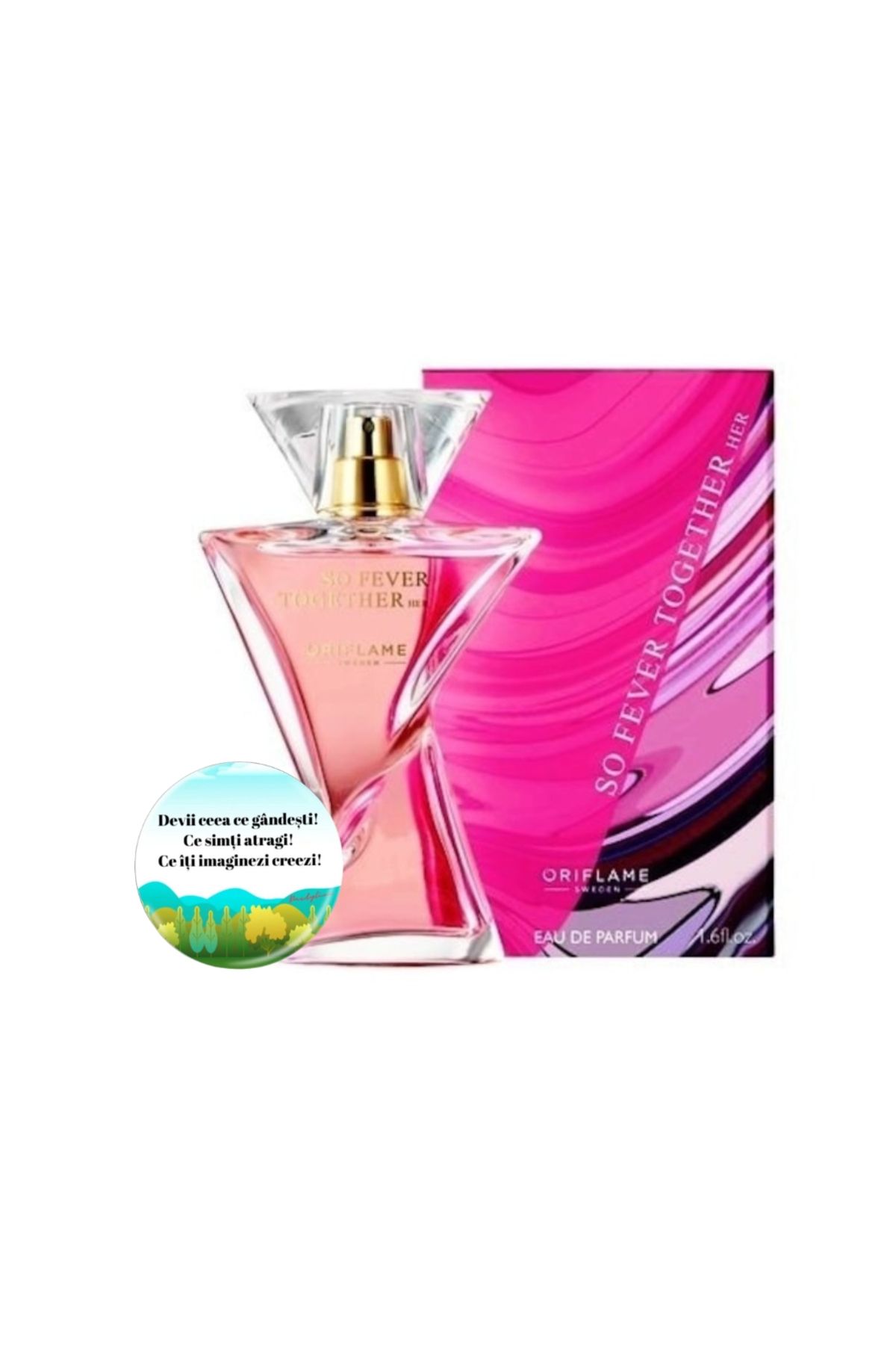 Oriflame-Complete set for Her, So Fever Together Eau de Parfum, Dactylion badge with motivational message 1