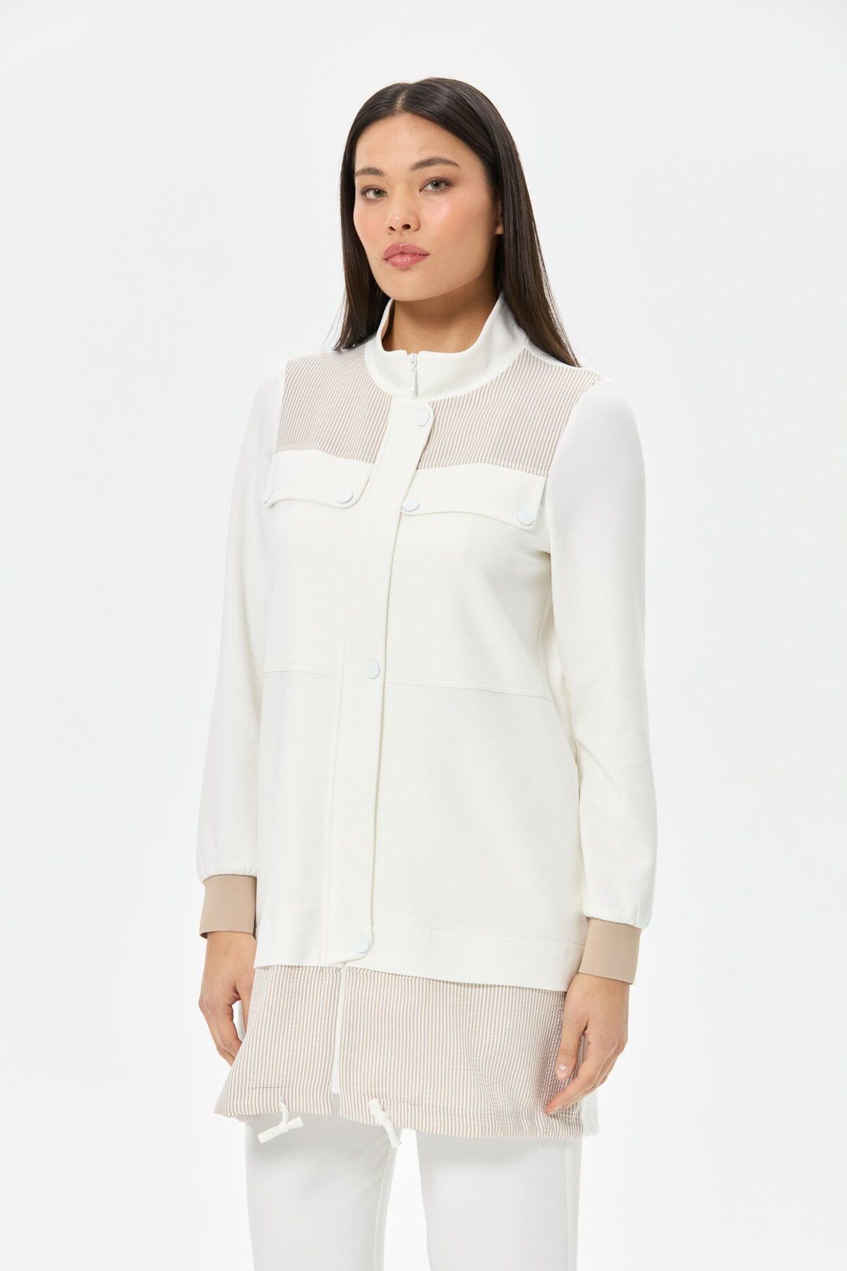 Esswaap-Seersucker Fabric Garnished Wear-Off Ecru 5