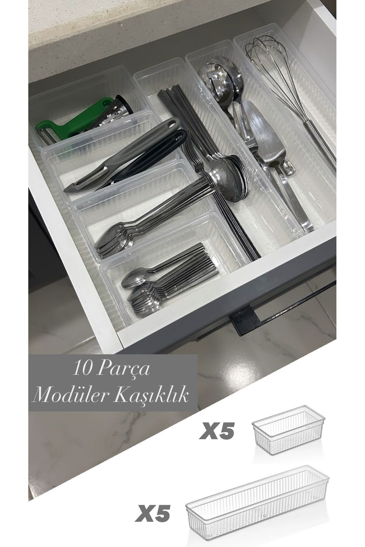 Bayev 10'lu Modüler Set Kaşıklık Çekmece Içi Düzenleyici Çatal