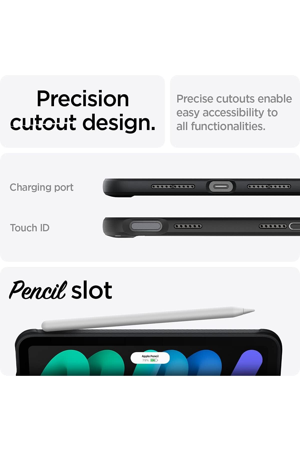 Spigen-Spigen Rugged Armor for iPad Mini 7 case / iPad Mini 6  6th / 7th Generation - Matte Black 7
