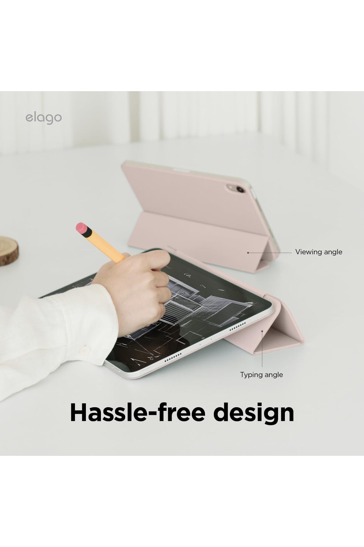 Elago-غطاء مغناطيسي لجهاز iPad Pro مقاس 13 بوصة M4 - وردي رملي مع وظيفة السكون والاستيقاظ التلقائي 6