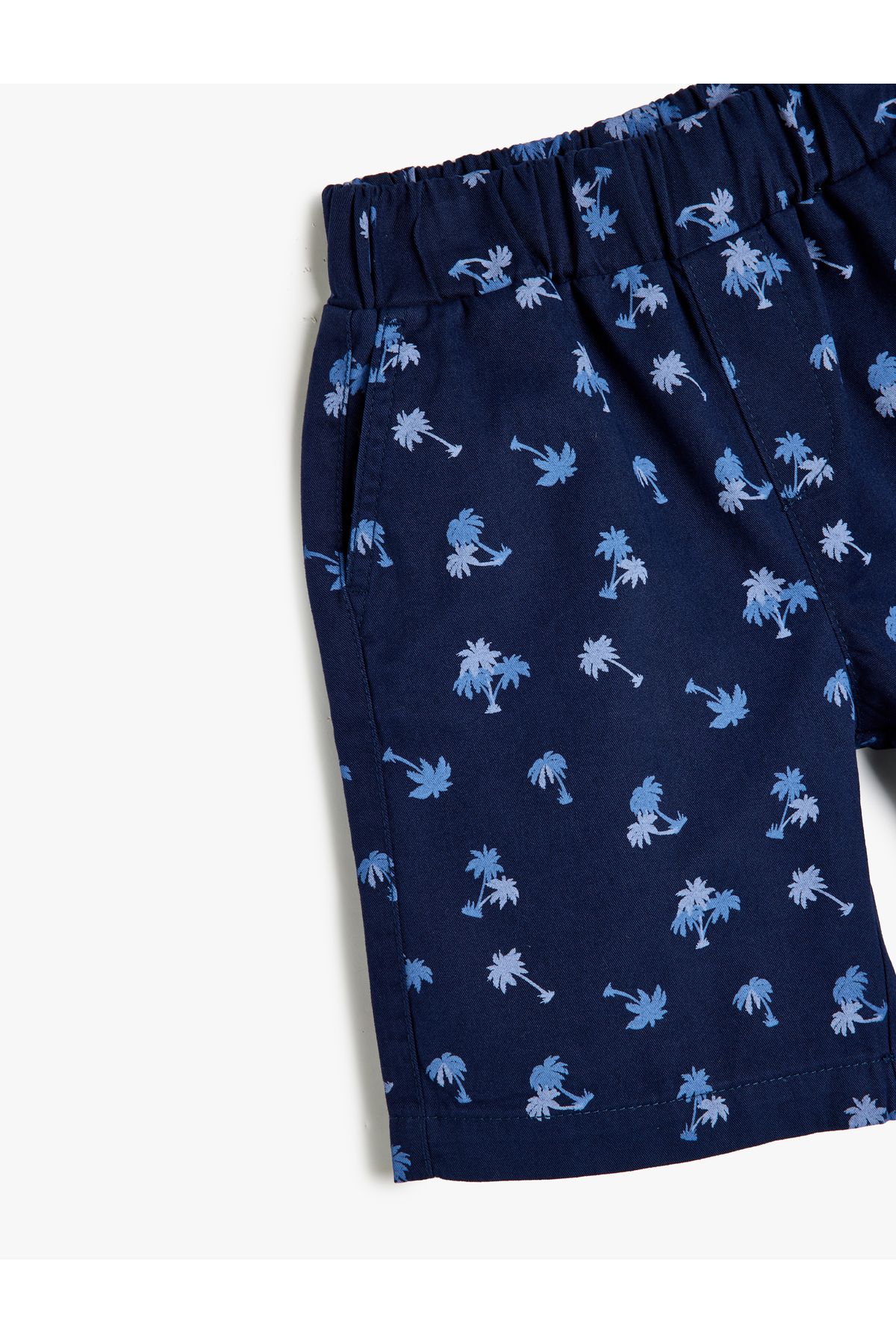 Koton-Palm Print Shorts: Cotton with Pockets, Waistband, Elastic, and Tie 3