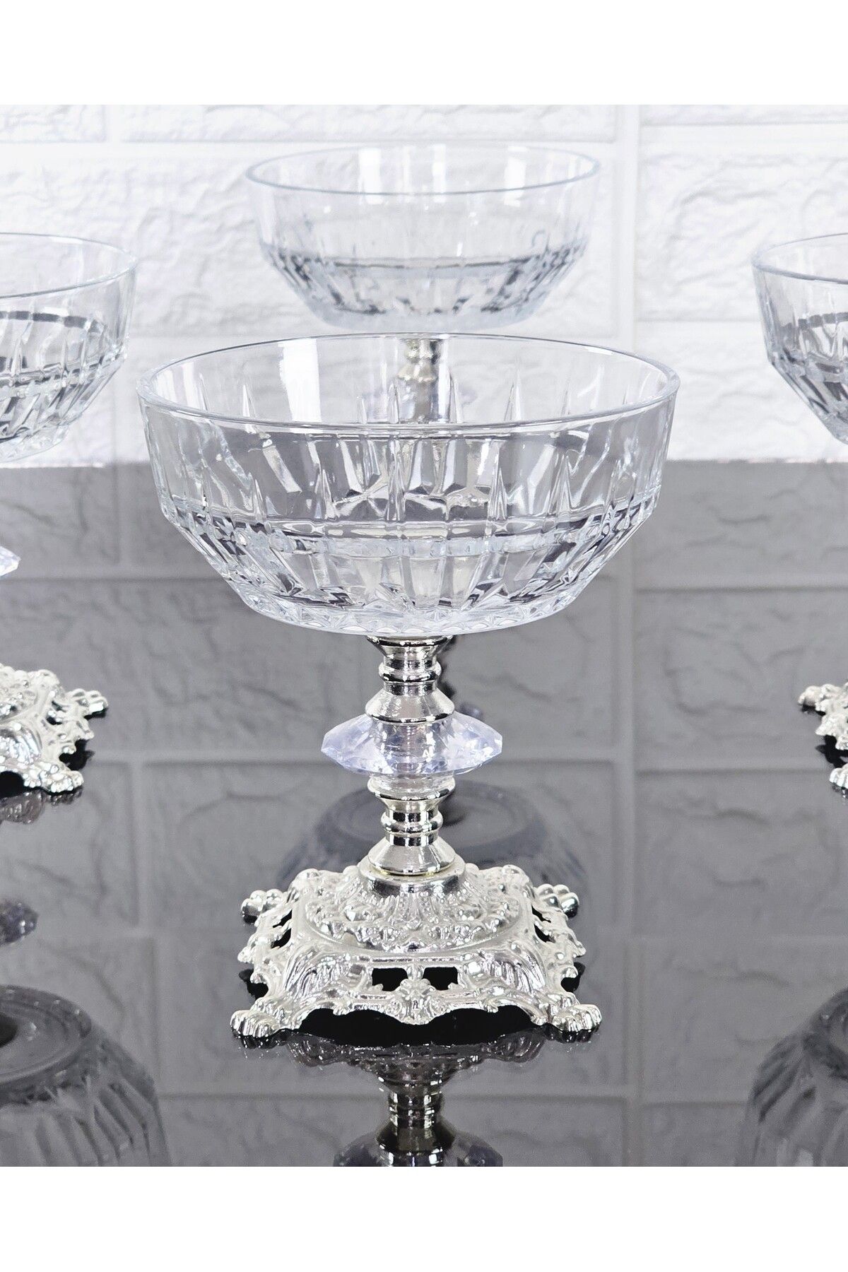 atabey home-Echo Bowl & Magnolia Bowl & Ice Cream Bowl & Sugar Bowl Brothers Silver Cast Feet 4