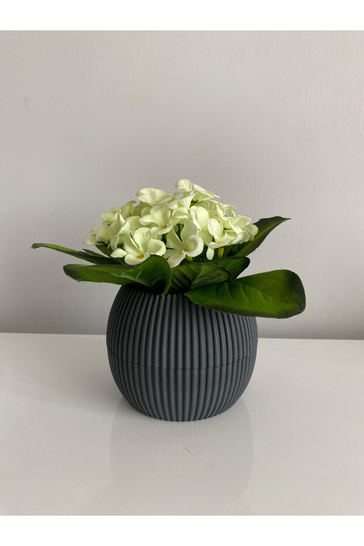 LABURN Orta Boy Saksıda Yapay Menekşe Gerçekçi Görünüm Yapay Çiçek ...