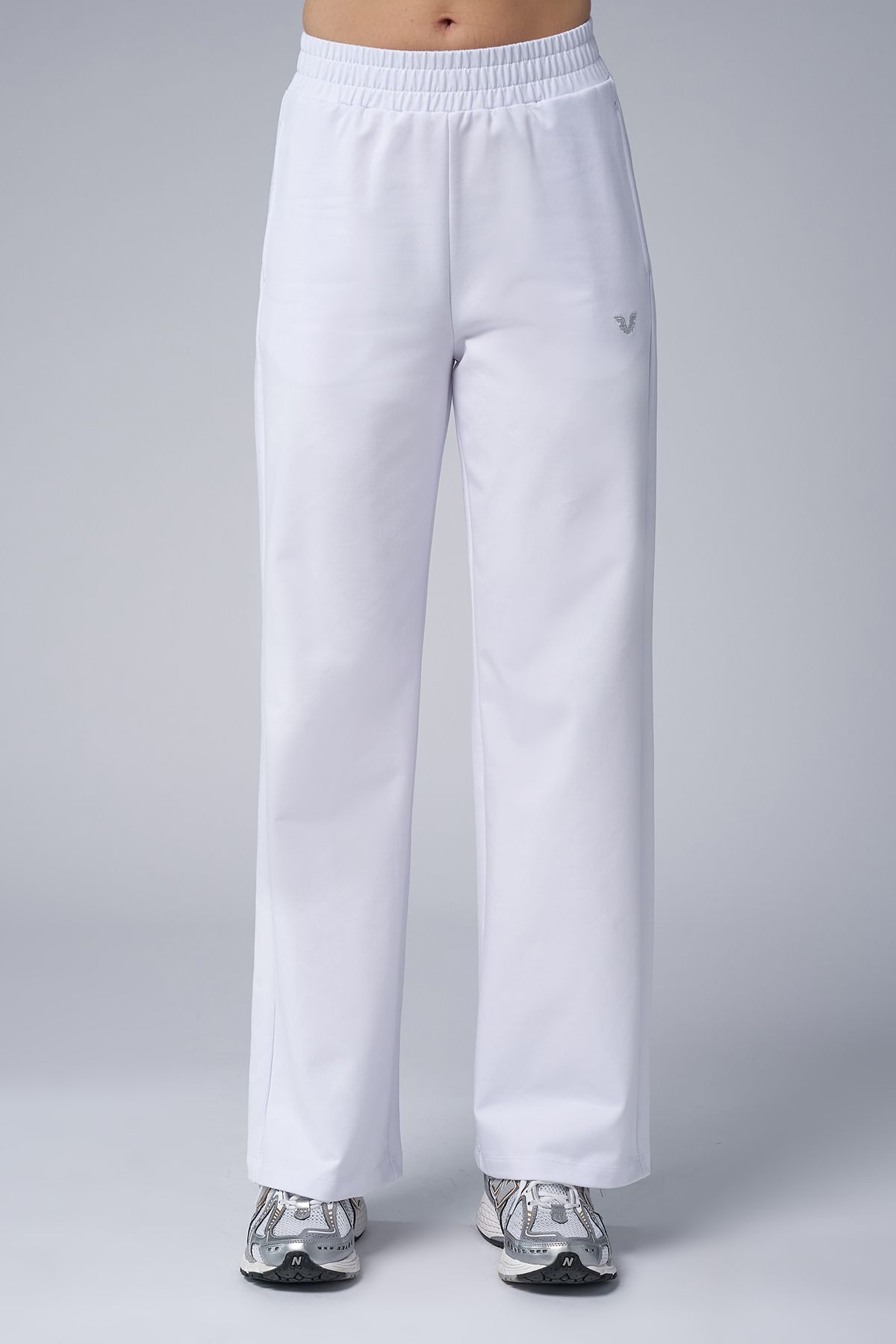 bilcee-Women's White Stone Printed Sweatshirt Trousers Suit 4043 5