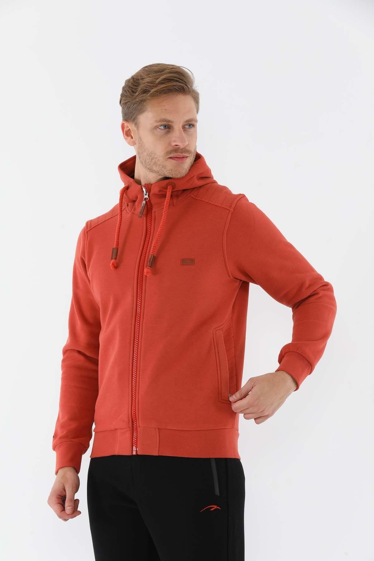 MARATON Regular Erkek Kapüşonlu Kiremit-Siyah Tracktop görsel 3
