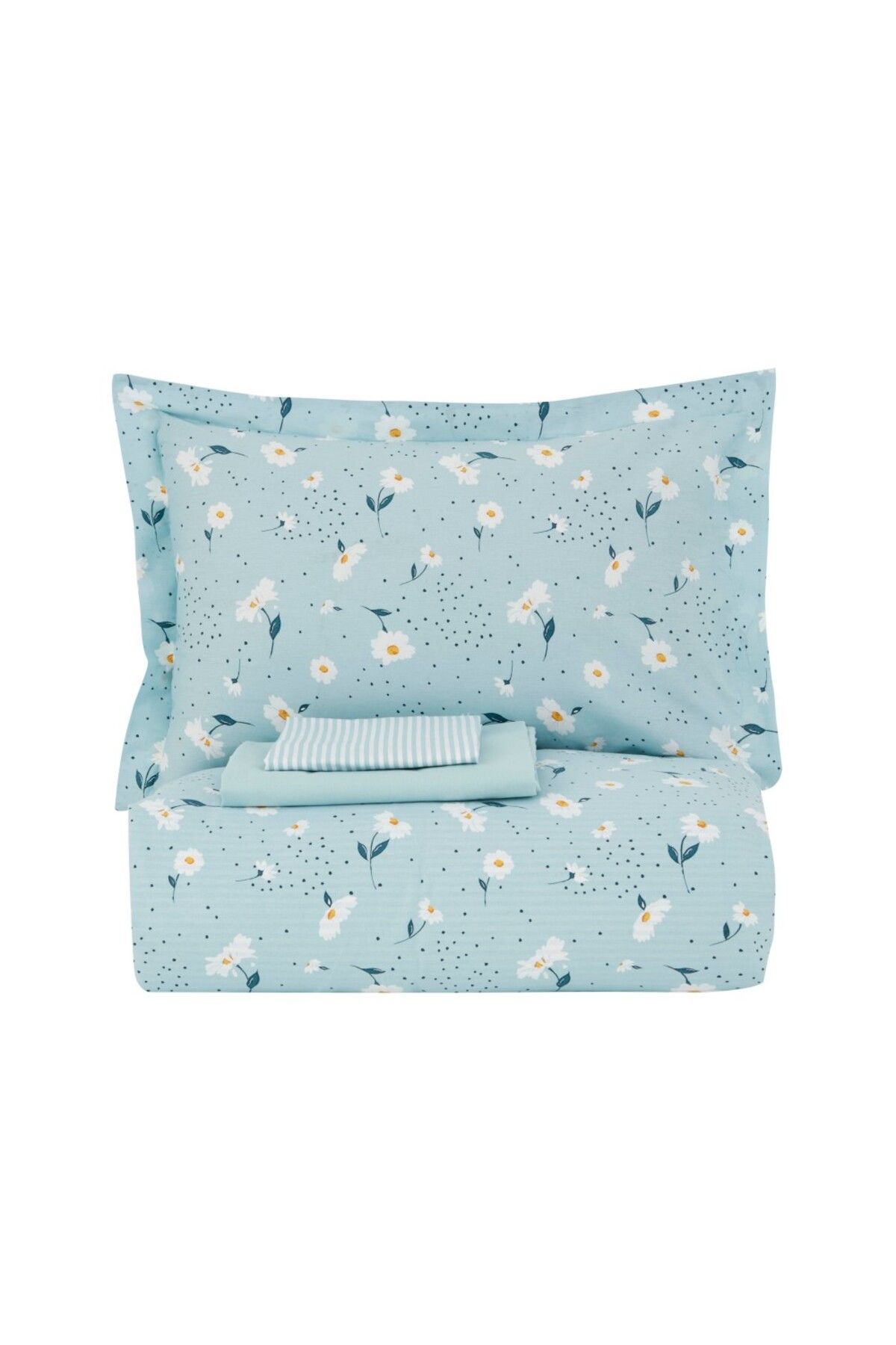 Karaca-Daisy 100% Baumwolle Einzelbett Bettwäsche Set, Mint 7
