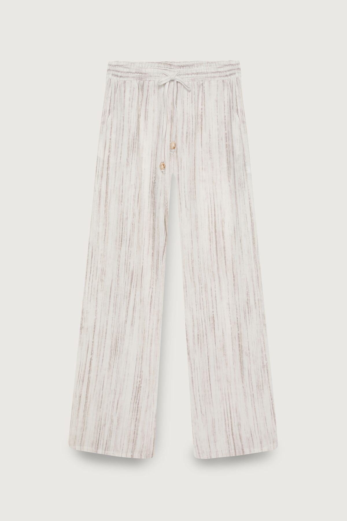 Quzu-Beaded Rope Tied Textured Trousers Stone 2
