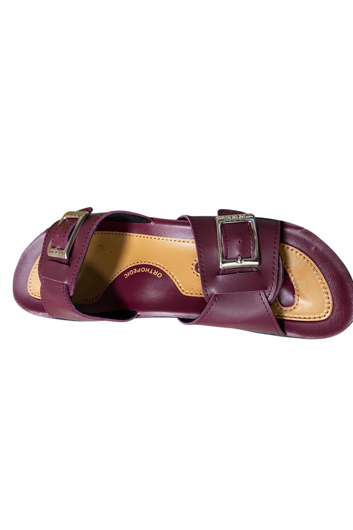 güven kundura-Women's Flat Sole Single Buckle Slippers 6