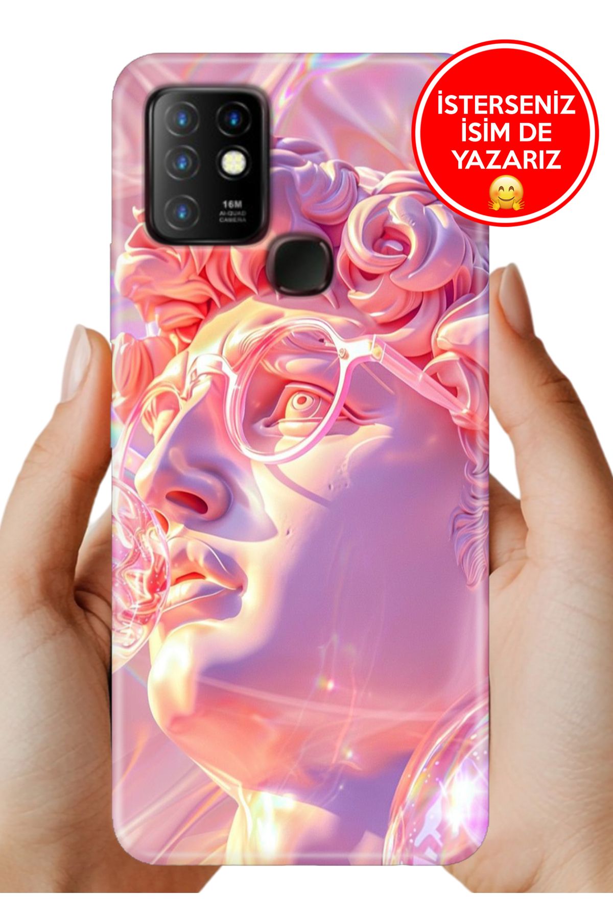 Cekuonline İnfinix Hot 10 Kılıf Desenli İsimli / İsimsiz Silikon Pinkom